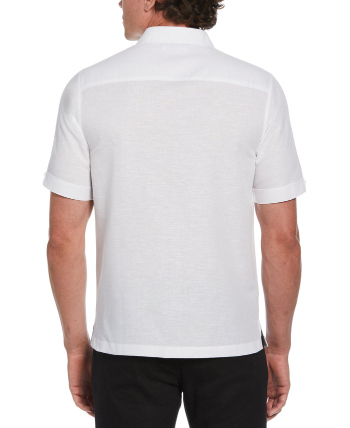 Cubavera Big & Tall Linen Blend Gradient Panel Shirt Brilliant White