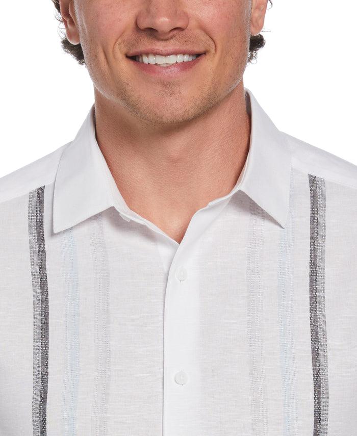 Cubavera Big & Tall Linen Blend Gradient Panel Shirt Brilliant White