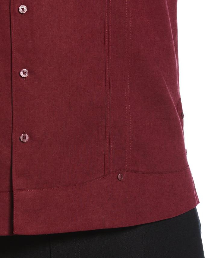 Cubavera Big & Tall Linen Blend No Pocket Guayabera Shirt Cabernet