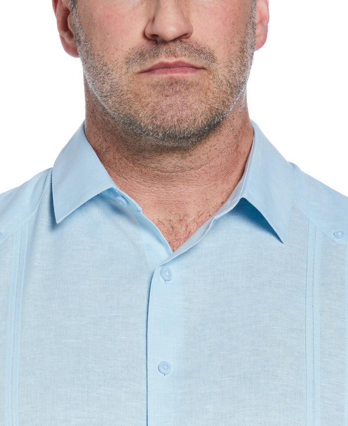 Cubavera Big & Tall Linen Blend No Pocket Guayabera Shirt Dream Blue