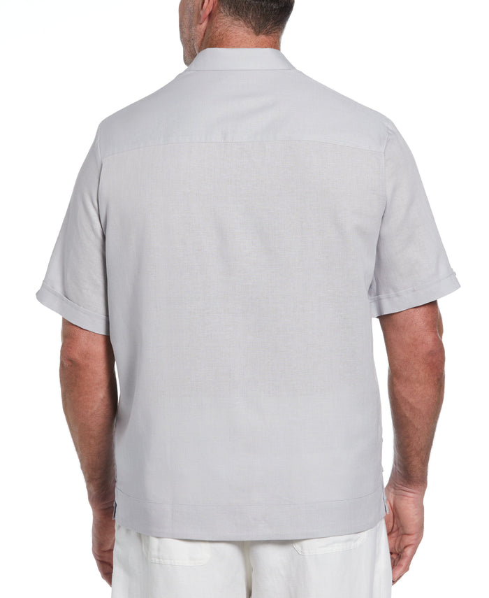 Cubavera Big & Tall Linen Blend No Pocket Guayabera Shirt Micro Chip