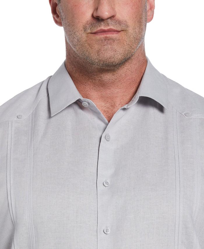 Cubavera Big & Tall Linen Blend No Pocket Guayabera Shirt Micro Chip