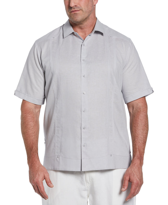 cubavera Big & Tall Linen Blend No Pocket Guayabera Shirt Micro Chip