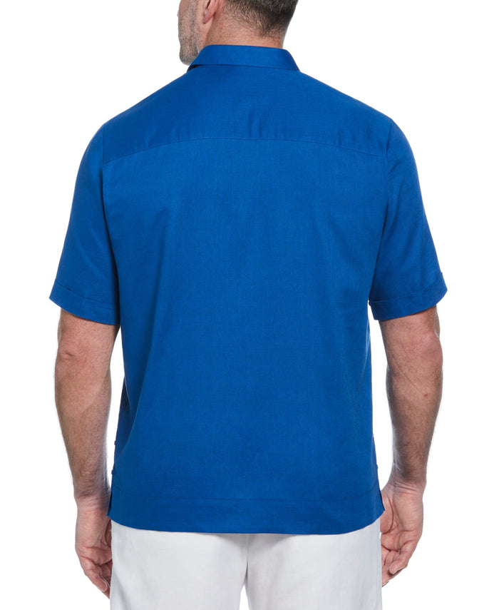 Cubavera Big & Tall Linen Blend No Pocket Guayabera Shirt True Blue