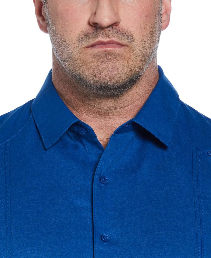 Cubavera Big & Tall Linen Blend No Pocket Guayabera Shirt True Blue