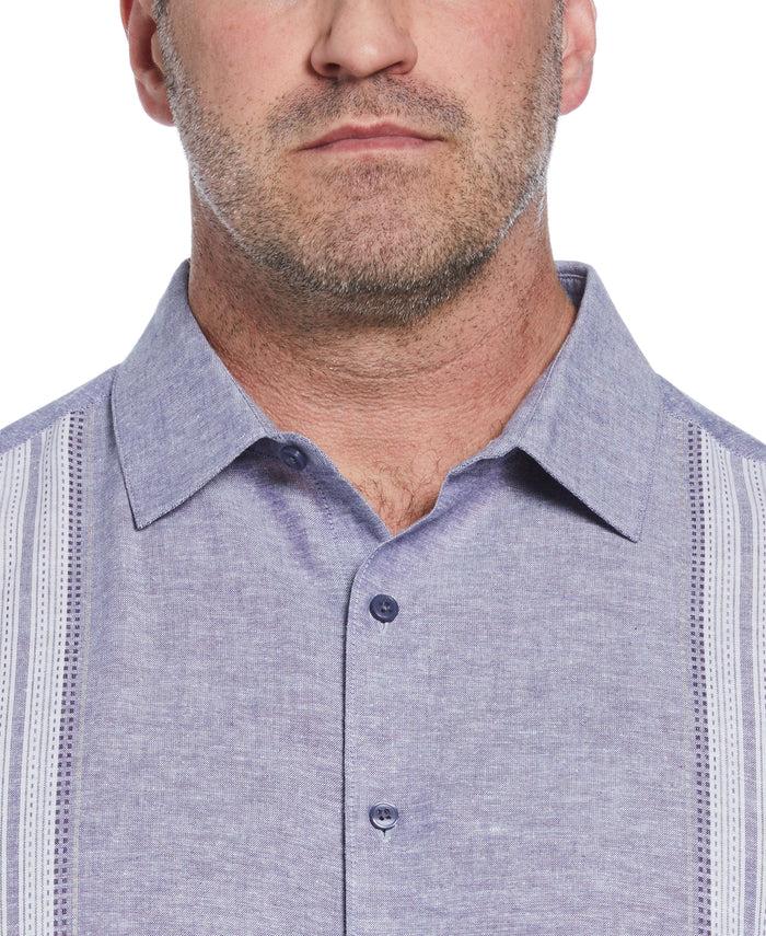 Cubavera Big & Tall Linen Blend Panel Shirt Skipper Blue