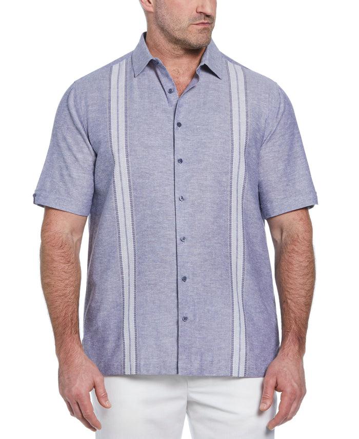 cubavera Big & Tall Linen Blend Panel Shirt Skipper Blue