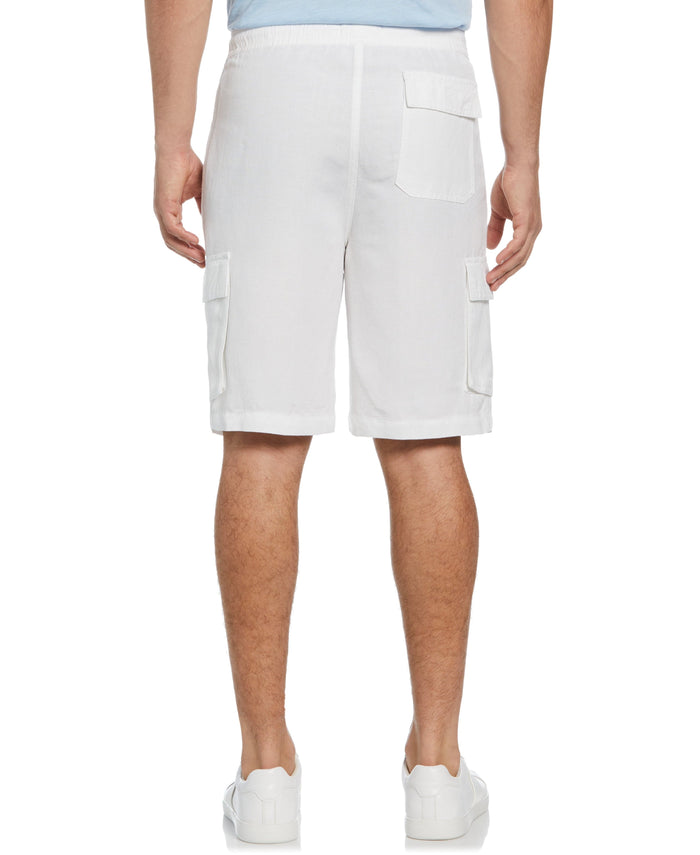 Cubavera Big & Tall Linen Blend Pull-On Cargo Shorts Brilliant White