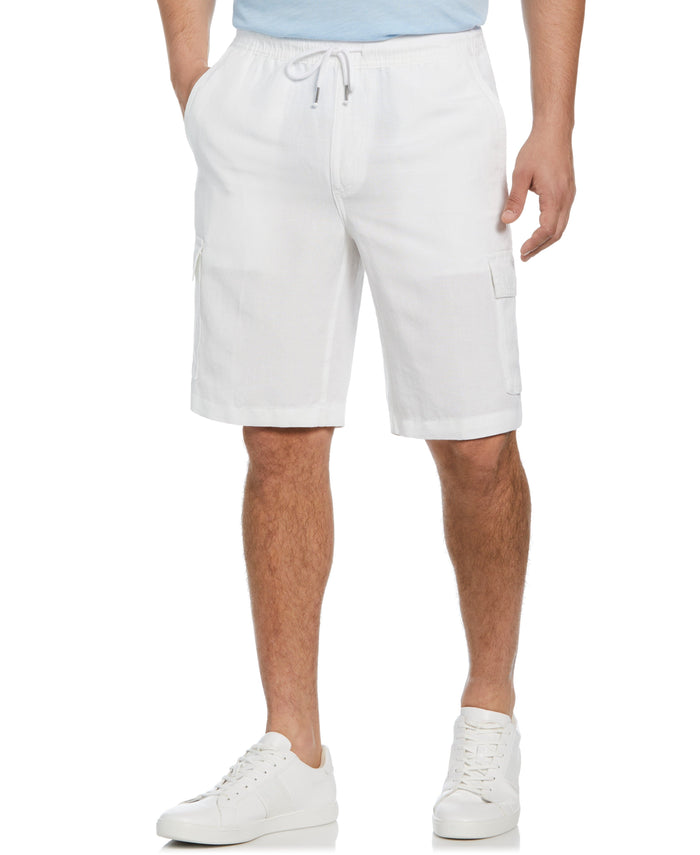 Cubavera Big & Tall Linen Blend Pull-On Cargo Shorts Brilliant White