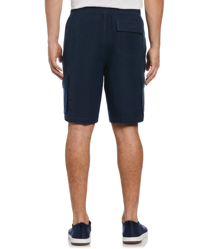 Cubavera Big & Tall Linen Blend Pull-On Cargo Shorts Dress Blues