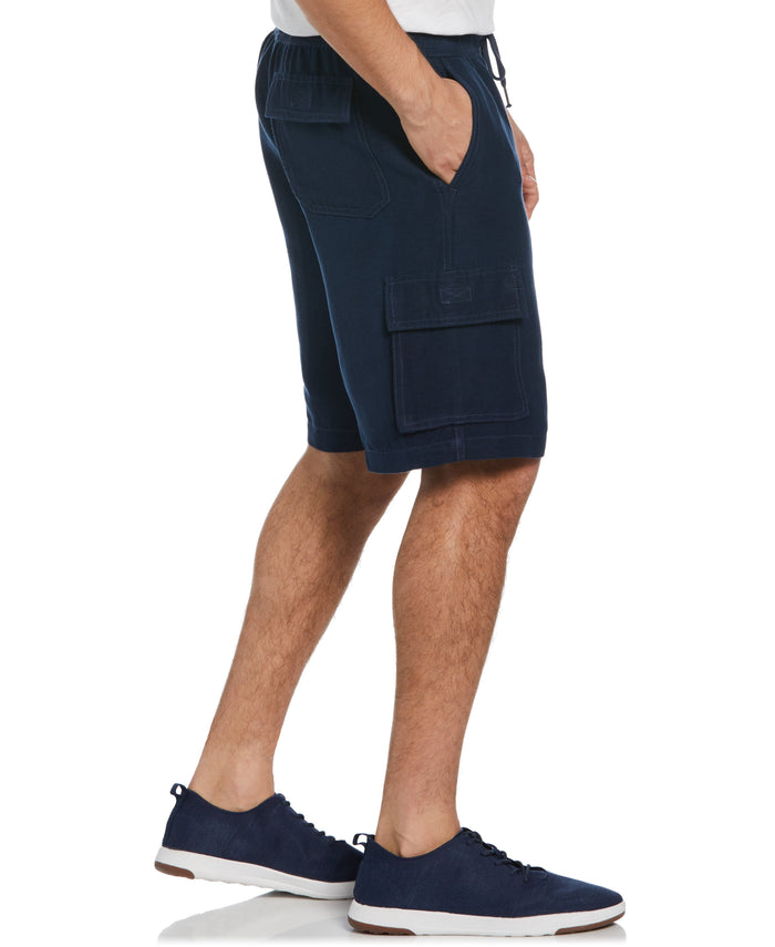 Cubavera Big & Tall Linen Blend Pull-On Cargo Shorts Dress Blues