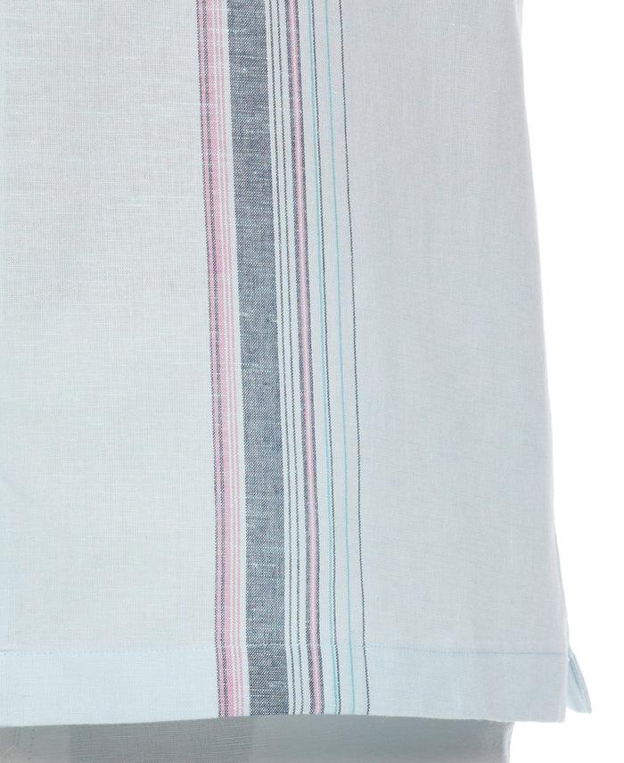 Cubavera Big & Tall Linen Blend Stripe Panel Shirt Blueglow