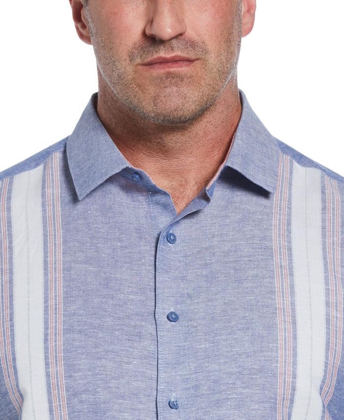 Cubavera Big & Tall Linen Blend Textured Panel Shirt Limoges