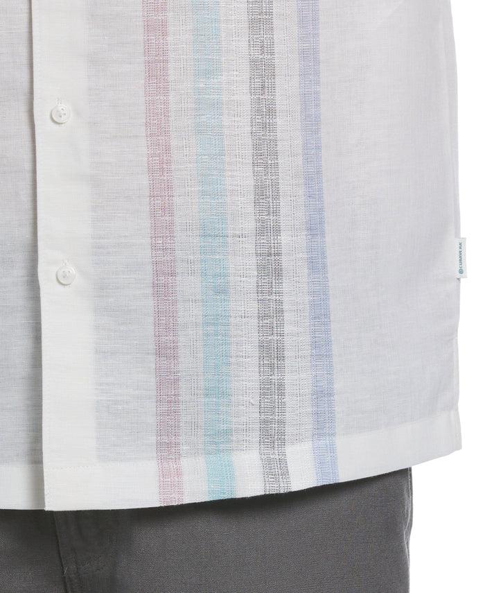 Cubavera Big & Tall Linen Blend Yarn Dye Panel Shirt Brilliant White