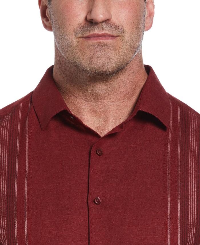 Cubavera Big & Tall Linen Blend Yarn Dyed Panel Shirt Cabernet