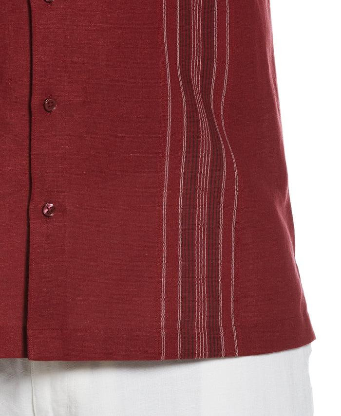 Cubavera Big & Tall Linen Blend Yarn Dyed Panel Shirt Cabernet