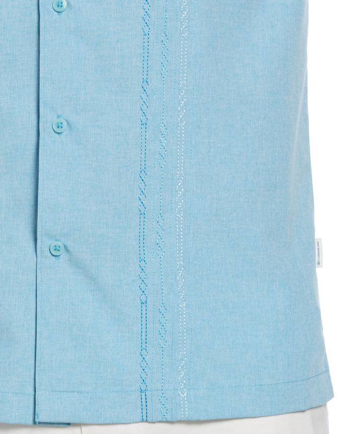 Cubavera Big & Tall Miami Dolphins Geo Embroidered Panel Chambray Shirt Delphinium Blue