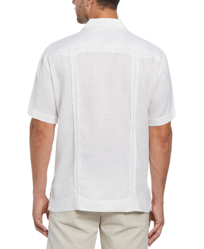 Cubavera Big & Tall Miami Dolphins Throwback Logo Linen Short Sleeve 4 Pocket Guayabera Bright White