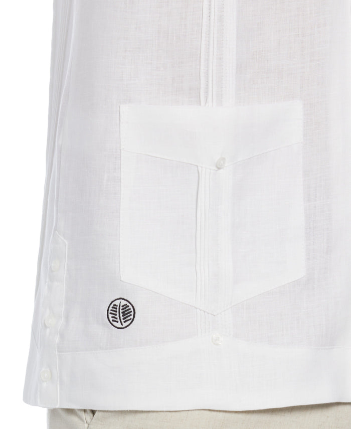 Cubavera Big & Tall Miami Dolphins Throwback Logo Linen Short Sleeve 4 Pocket Guayabera Bright White