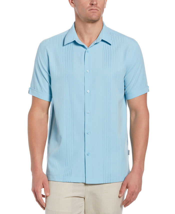 cubavera Big & Tall Ombre Embroidered Panel Shirt Sky Blue