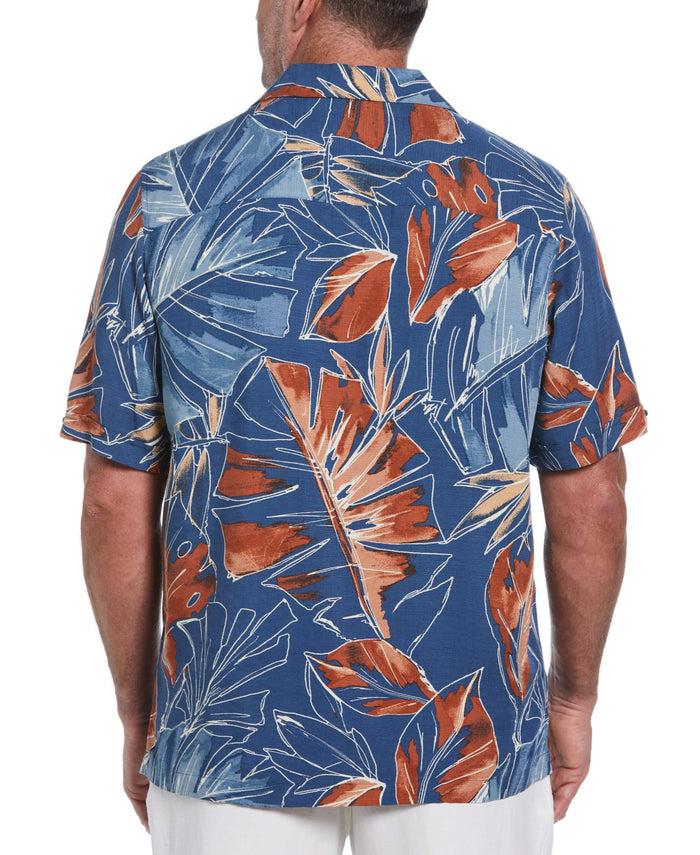 Cubavera Big & Tall Oversized Tropical Sketch Print Shirt Ensign Blue