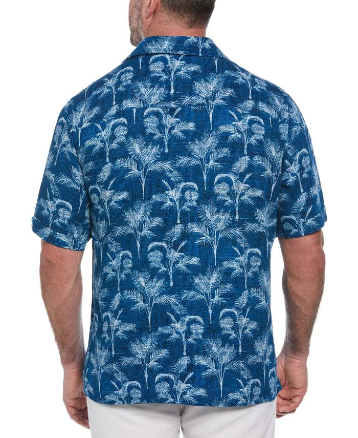 Cubavera Big & Tall Palm Tree Print Shirt Mykonos Blue