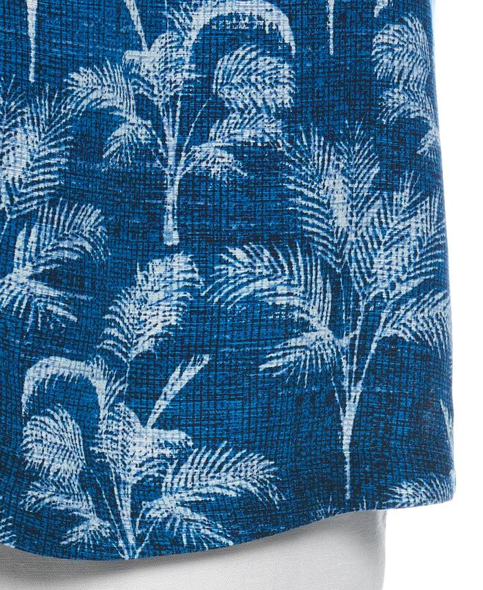Cubavera Big & Tall Palm Tree Print Shirt Mykonos Blue