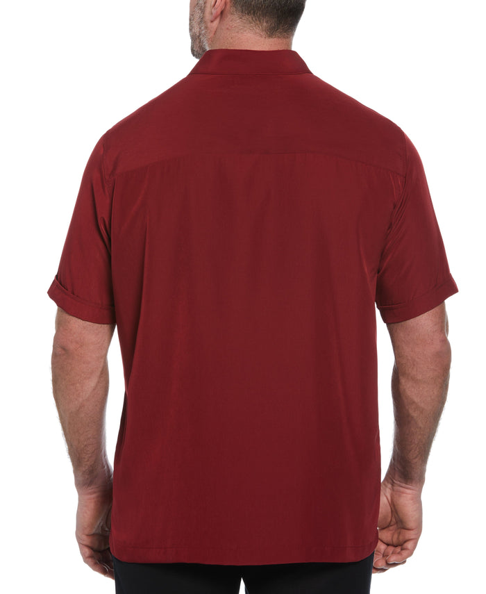 Cubavera Big & Tall Panel Shirt - Contrast Stitching Biking Red
