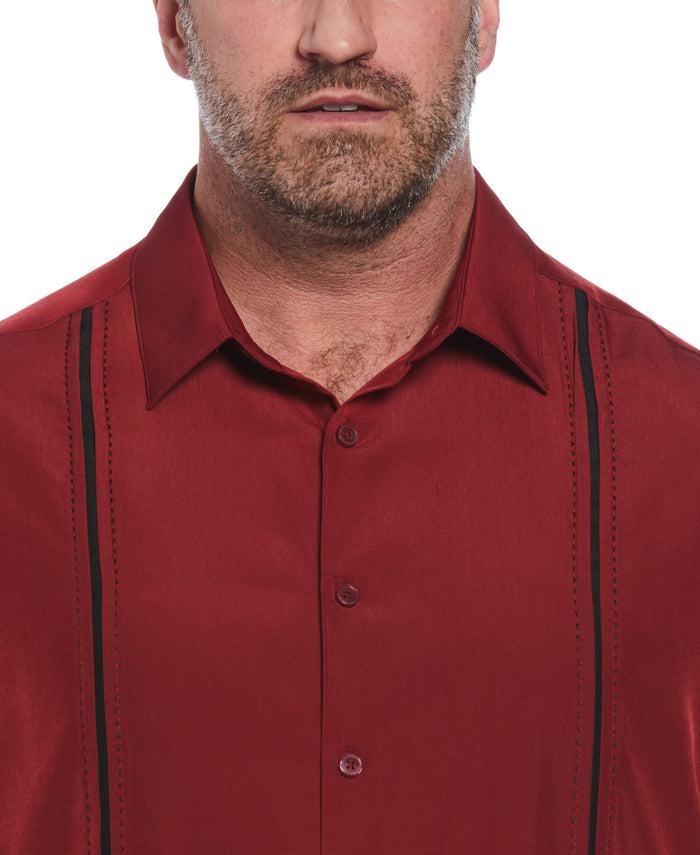 Cubavera Big & Tall Panel Shirt - Contrast Stitching Biking Red