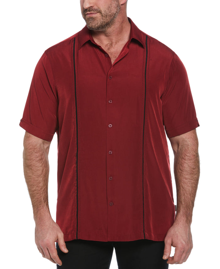 cubavera Big & Tall Panel Shirt - Contrast Stitching Biking Red