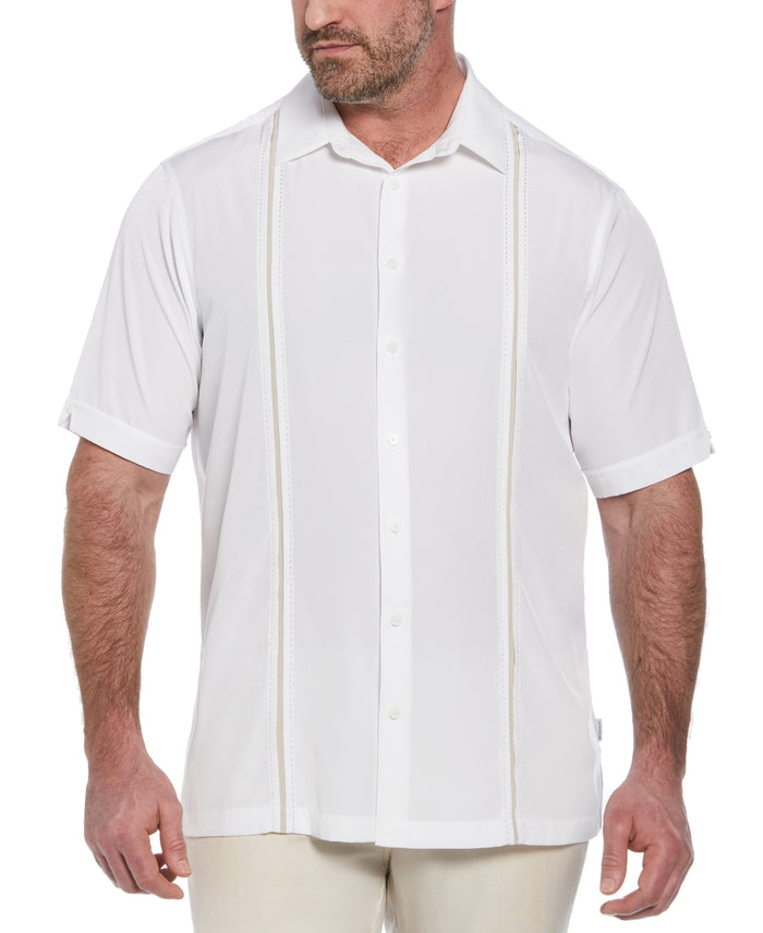 cubavera Big & Tall Panel Shirt - Contrast Stitching Bright White