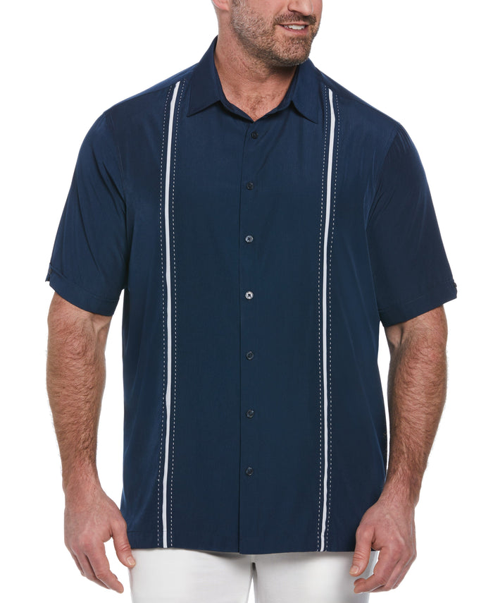 cubavera Big & Tall Panel Shirt - Contrast Stitching Dress Blues