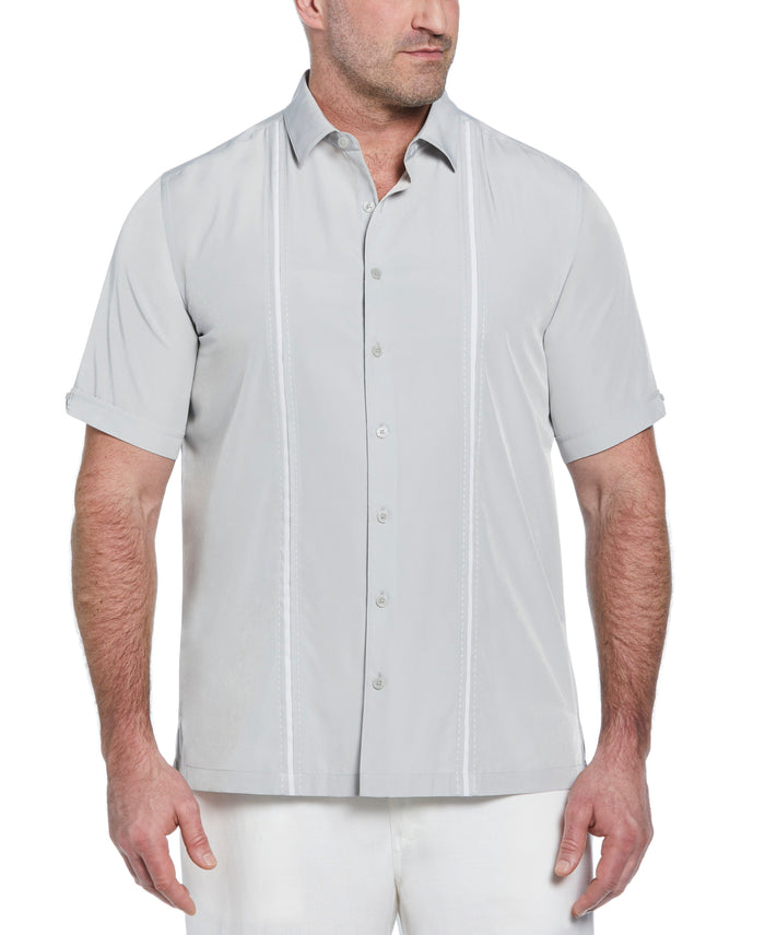 cubavera Big & Tall Panel Shirt - Contrast Stitching Harbor Mist