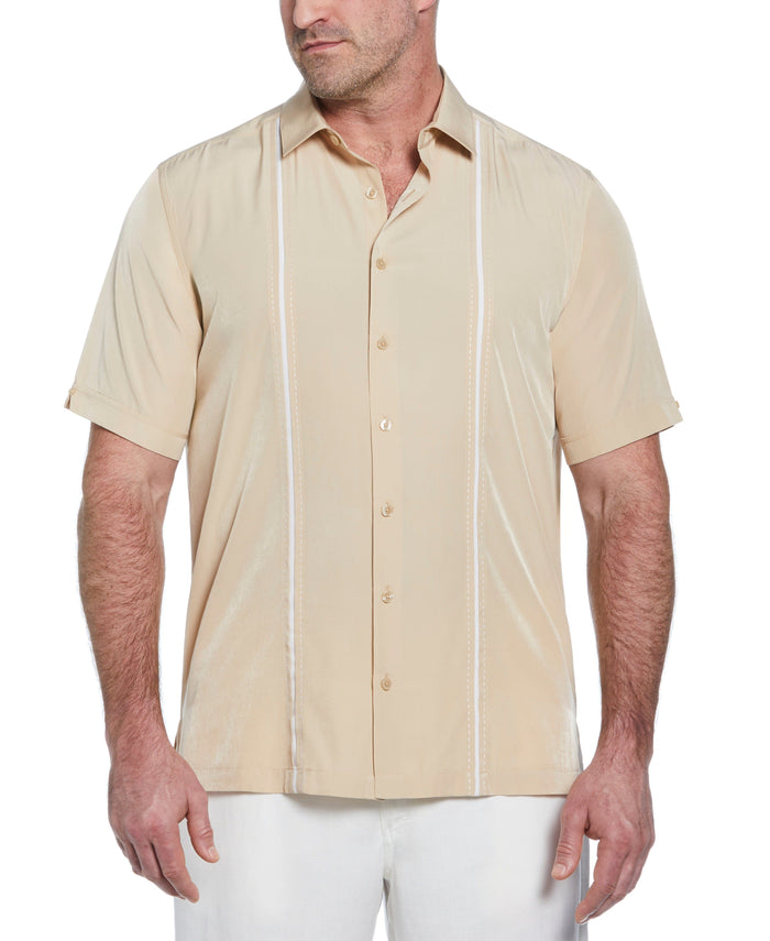 cubavera Big & Tall Panel Shirt - Contrast Stitching Irish Cream