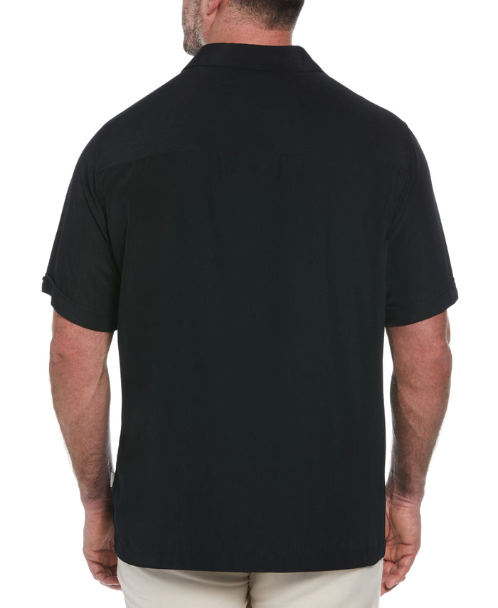 Cubavera Big & Tall Panel Shirt - Contrast Stitching Jet Black