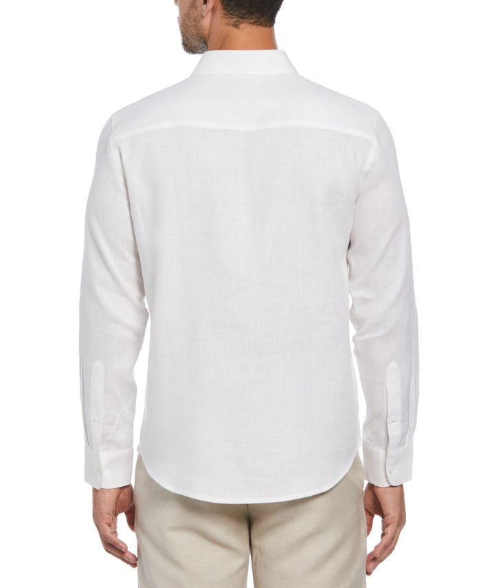 Cubavera Big & Tall Solid Linen Sport Shirt Bright White