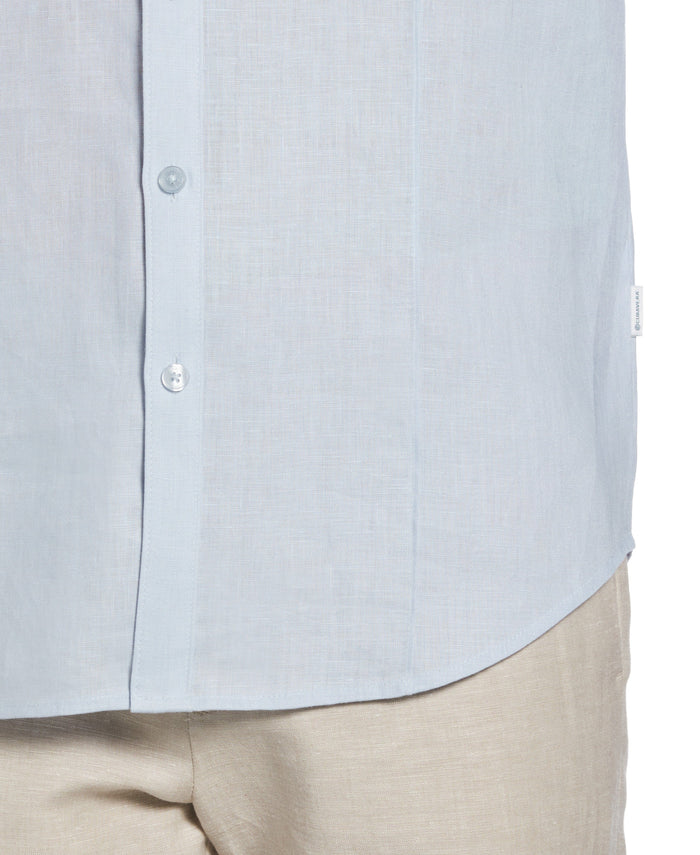Cubavera Big & Tall Solid Linen Sport Shirt Cashmere Blue