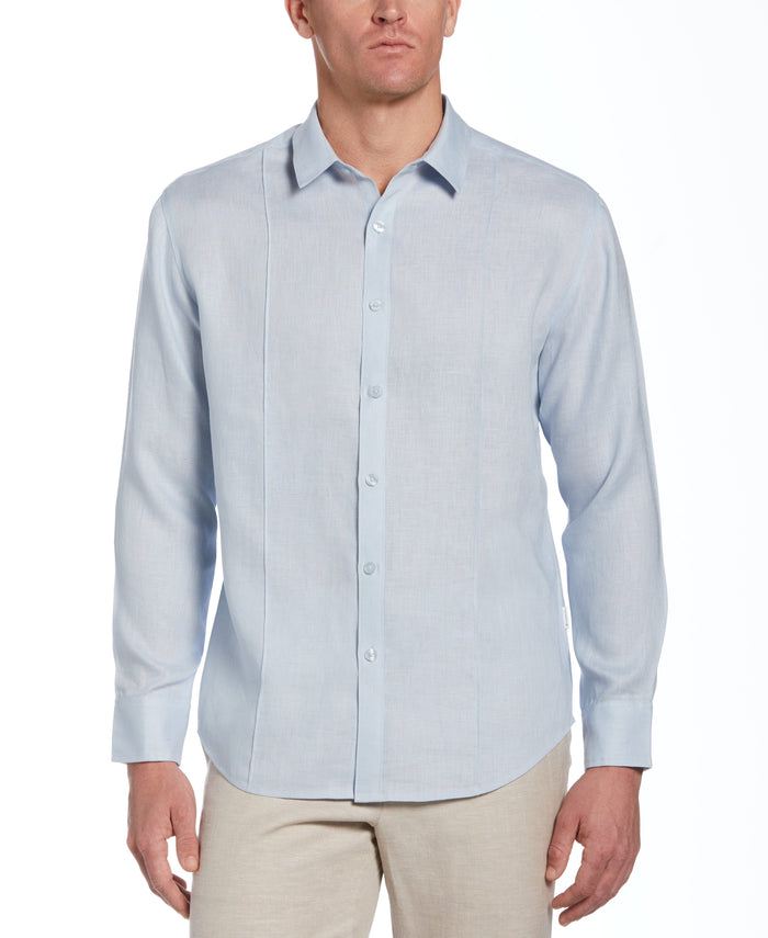 cubavera Big & Tall Solid Linen Sport Shirt Cashmere Blue