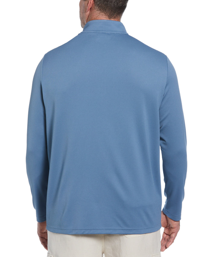 Cubavera Big & Tall Solid Textured 1/4 Zip Pullover Sweater Captains Blue
