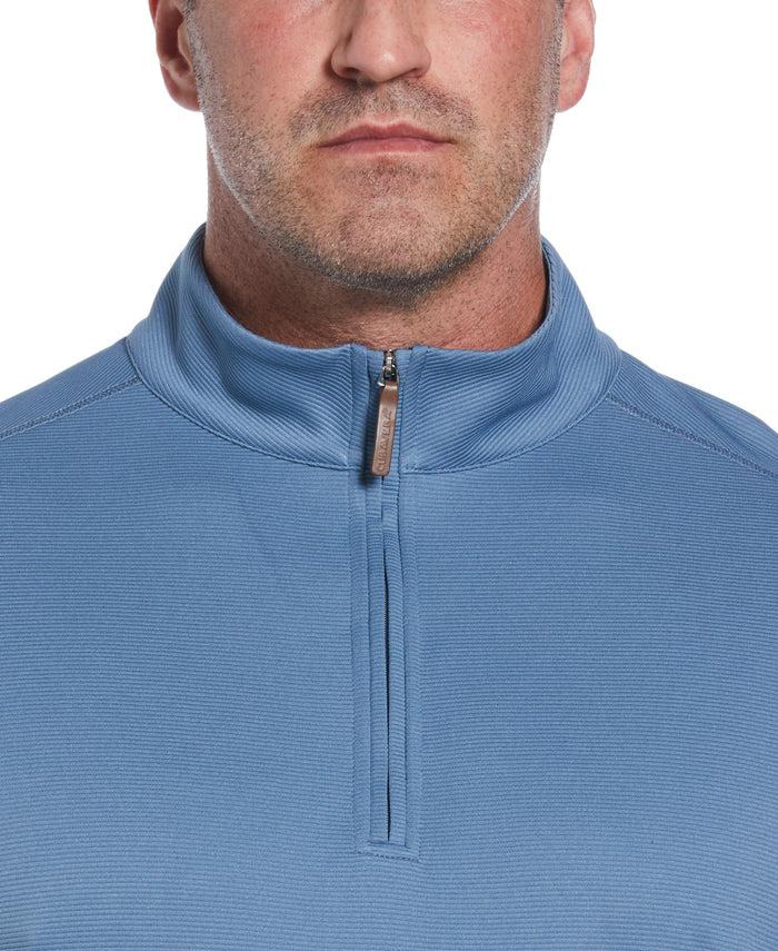 Cubavera Big & Tall Solid Textured 1/4 Zip Pullover Sweater Captains Blue