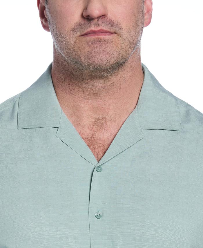 Cubavera Big & Tall Solid Textured Cuban Collar Shirt Blue Surf