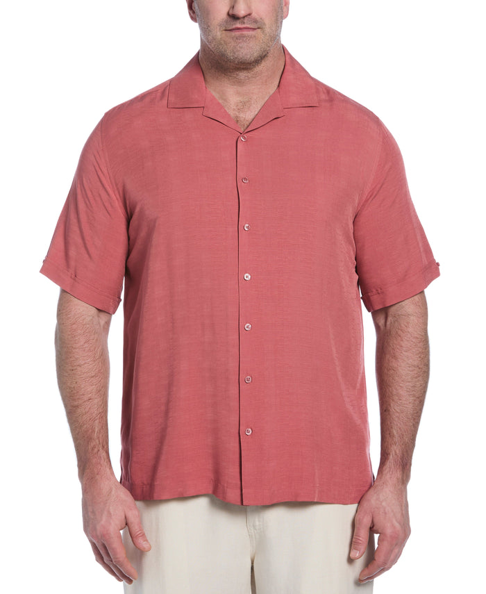 cubavera Big & Tall Solid Textured Cuban Collar Shirt Dusty Cedar