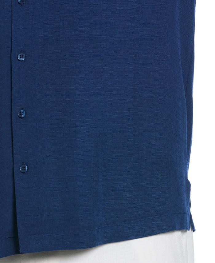 Cubavera Big & Tall Solid Textured Cuban Collar Shirt Estate Blue