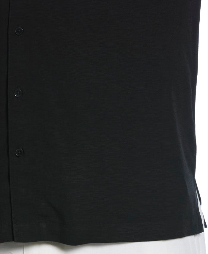 Cubavera Big & Tall Solid Textured Cuban Collar Shirt Jet Black