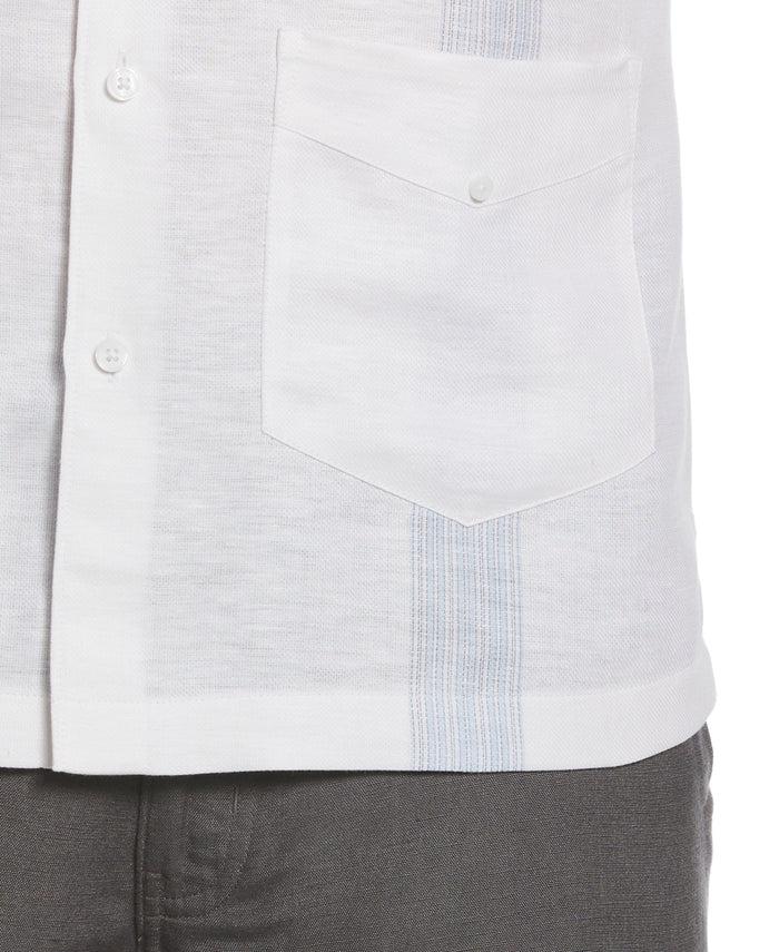 Cubavera Big & Tall Striped Panel Double Lower Pocket Guayabera Shirt Brilliant White