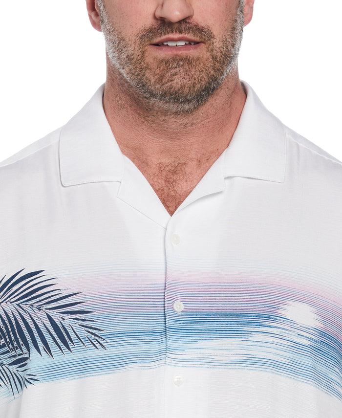 Cubavera Big & Tall Sunset Chest Print Cuban Collar Shirt Brilliant White