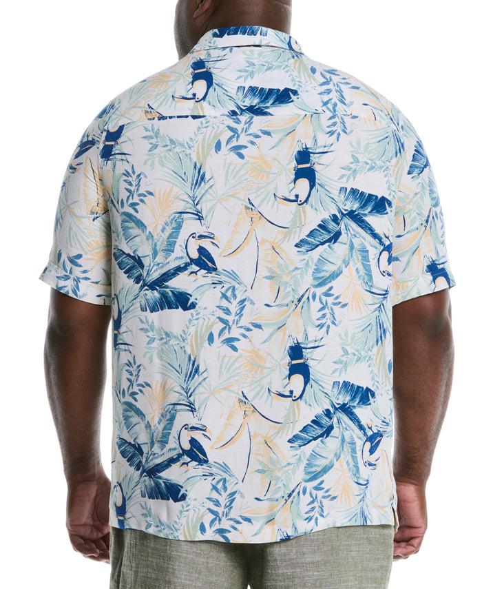 Cubavera Big &Tall Toucan Print Shirt Brilliant White