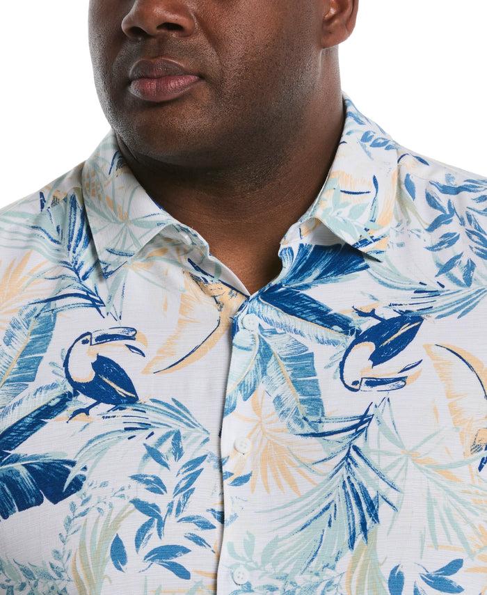 Cubavera Big &Tall Toucan Print Shirt Brilliant White