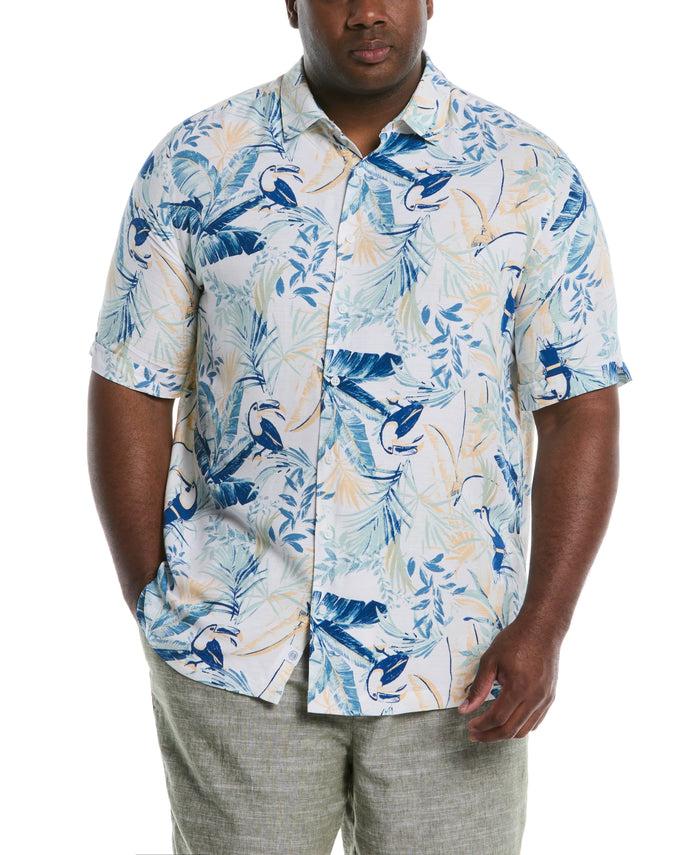 cubavera Big &Tall Toucan Print Shirt Brilliant White