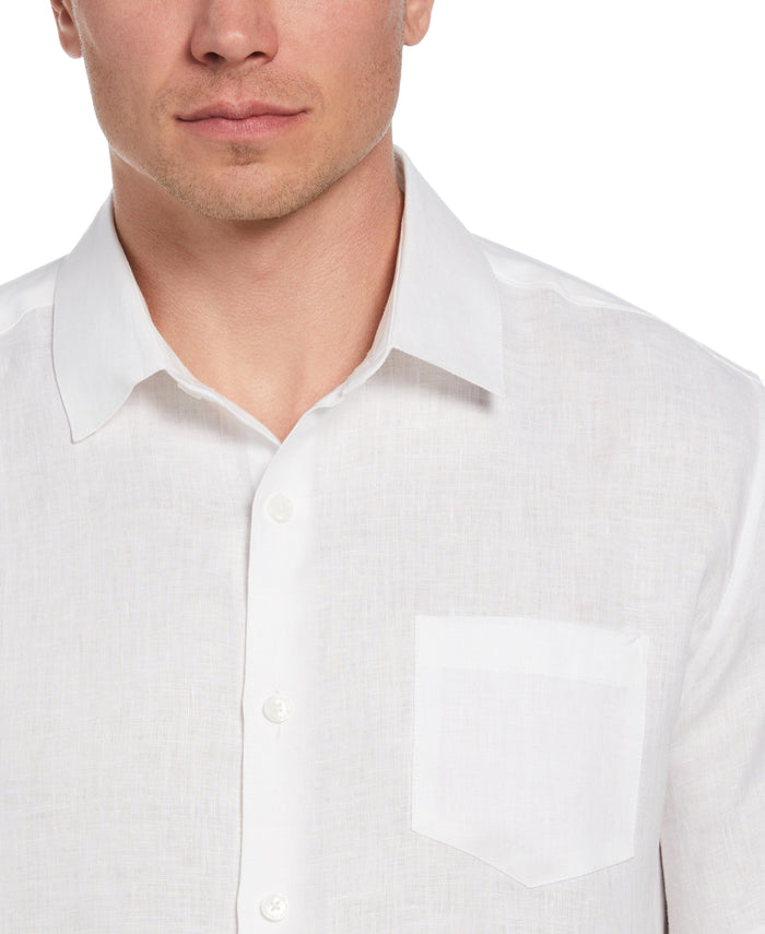 Cubavera Big & Tall TravelSelect™ Linen-Blend One Pocket Shirt Brilliant White